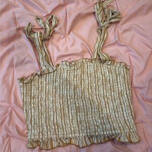Band of Gypsies Striped Tan and White Women's Top
